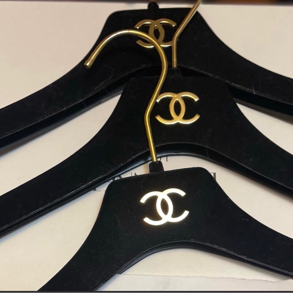 CHANEL set of 3 velvet hangers. Purchased with clothing at CHANEL boutique. ☺️ - Picture 2 of 2